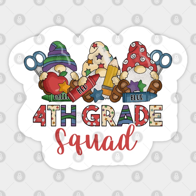 Cute Gnomes Funny 4th Grade Squad Back To School Teacher Gift Sticker by luxembourgertreatable